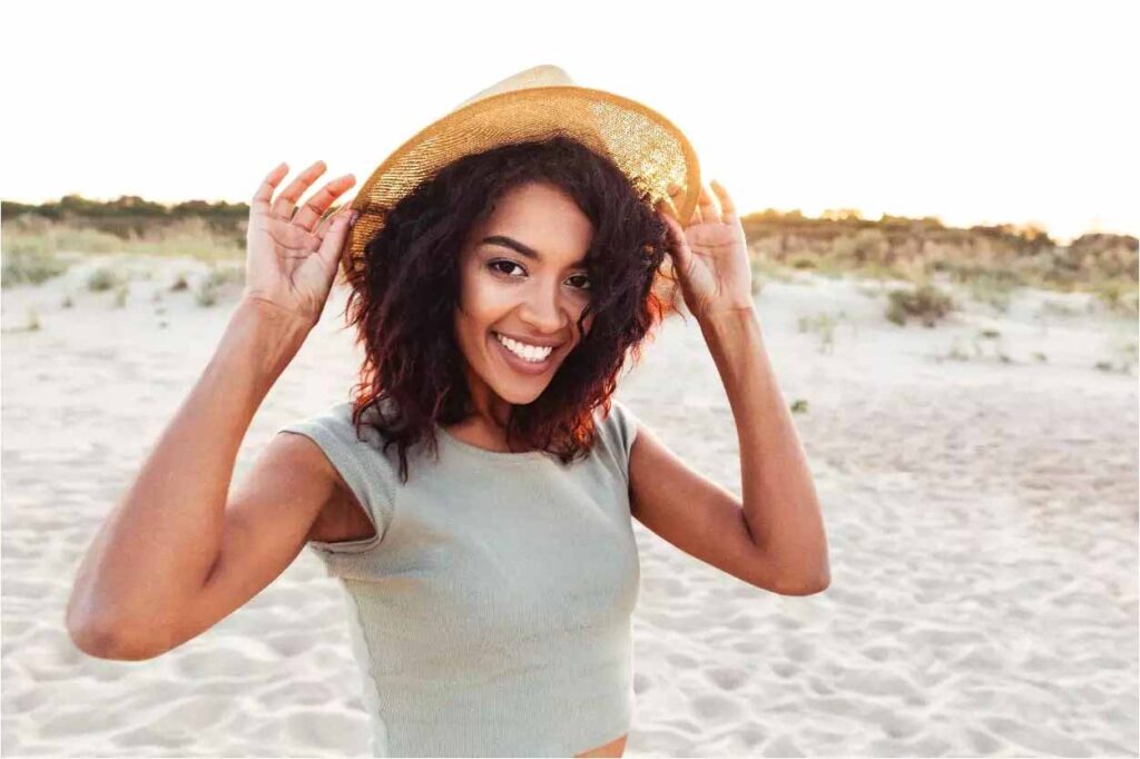 Girl is wearing hat