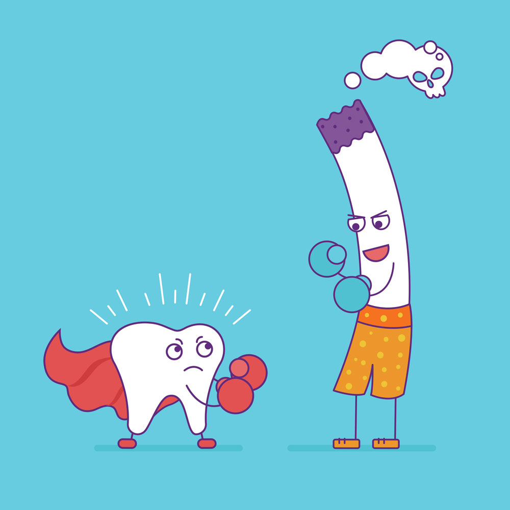 Tooth character wearing boxing glove, symbolizing oral care and protection